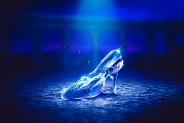Image of Cinderella's glass slipper on the floor