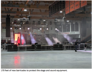 170 feet of new barricades to protect the stage and sound equipment